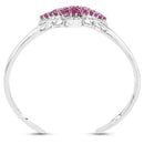 7.38 Carat Glass Filled Ruby, Ruby and White Topaz .925 Sterling Silver Bangle