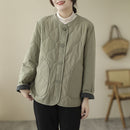 Winter Cotton Padded Coat Womens Stand Collar Lightweight Slim-Fit Padded Jacket