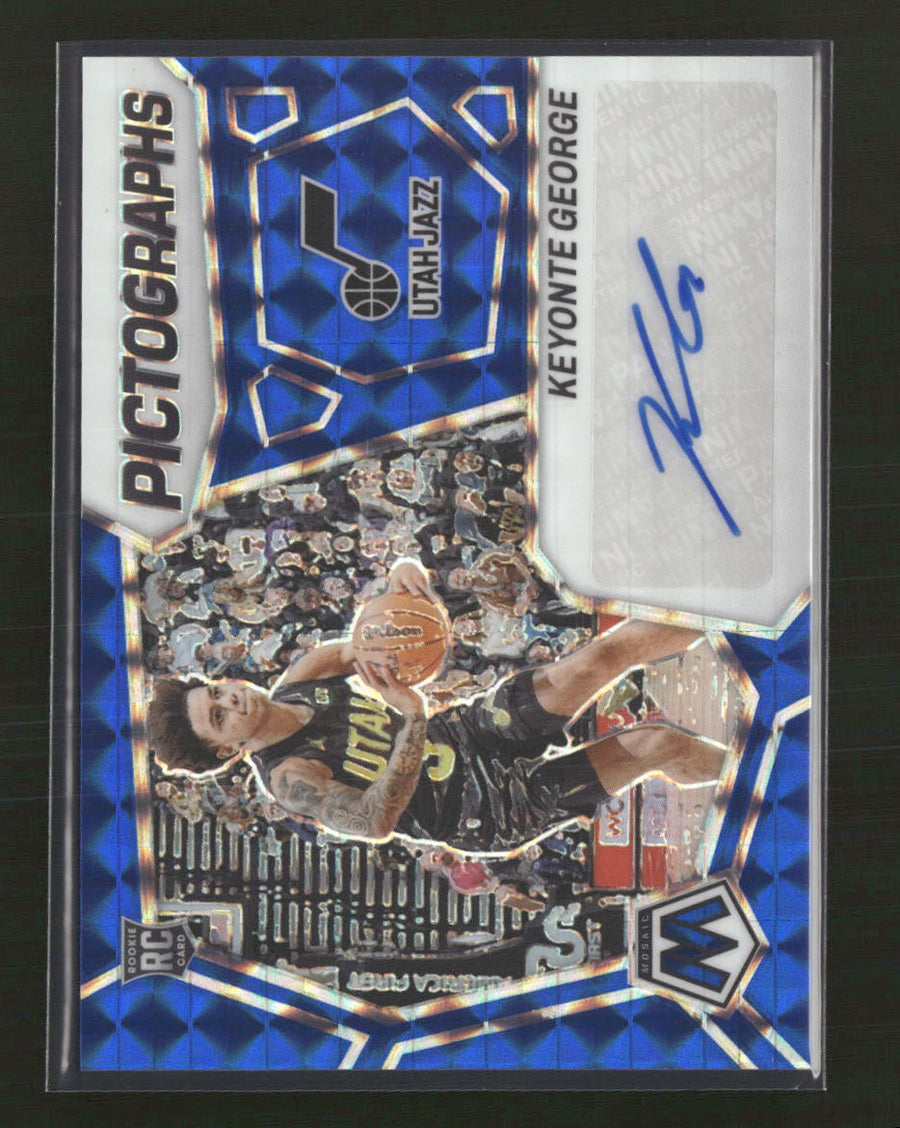 2023-24 Panini Mosaic Pictographs Mosaic Blue Keyonte George #/49 Auto #PM-KEY