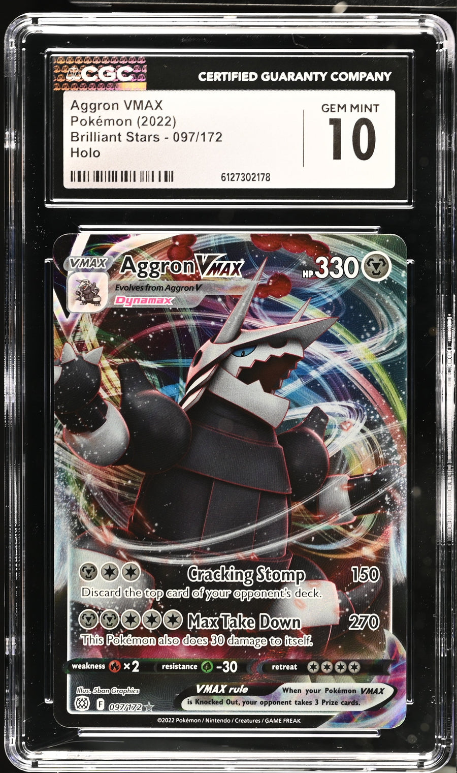 2022 Brilliant Stars Aggron VMAX 10 CGC #097/172