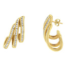 10K Yellow Gold 1.0 Cttw Round Brilliant Cut Diamond Spiral Multi Row Channel Set Open Hoop Pushback Stud Earrings (H-I Color, I1-I2 Clarity)