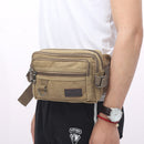 Canvas Fanny Pack with 4-Zipper Pockets