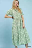 Umgee Paisley Print Tiered Midi Dress