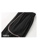 Solid Ice Silk Seven Length Casual Pants For Men Summer Cool Breathable Trousers 3 Zippered Pockets