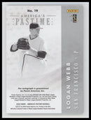 2020 Panini Chronicles America's Pastime Logan Webb #/99 AU #19