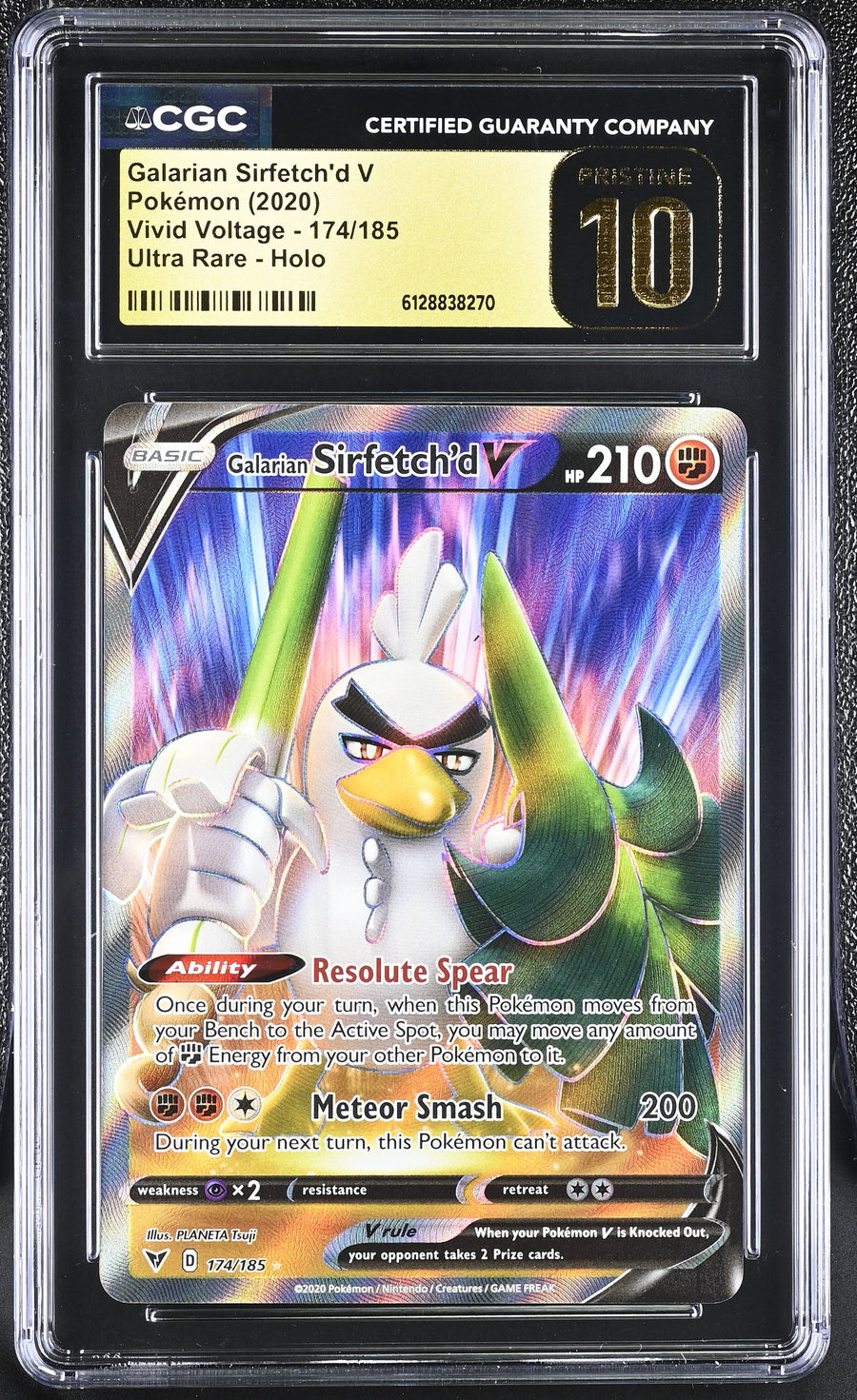 2020 Vivid Voltage Galarian Sirfetch'd V 10 CGC #174/185