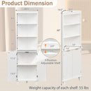 68 Inch Tall Bathroom Floor Storage Cabinet with Fluted Doors