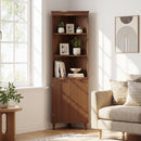 68 Inch Tall Corner Cabinet with Fluted Doors for Bathroom