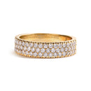 14K Yellow Gold Pave Set 3/4 cttw Multi Row Diamond Band Ring  (H-I Color, SI2-I1 Clarity) - Size 7