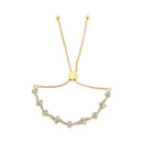 14K Yellow Gold Plated .925 Sterling Silver Diamond Accent Heart and Wave Link Bolo Bracelet (I-J Color, I2-I3 Clarity) - 6" to 9" Adjustable