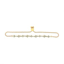 14K Yellow Gold Plated .925 Sterling Silver Diamond Accent Heart and Wave Link Bolo Bracelet (I-J Color, I2-I3 Clarity) - 6" to 9" Adjustable