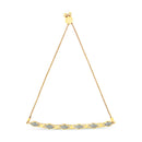 14K Yellow Gold Plated .925 Sterling Silver Diamond Accent Alternating Marquise Shape and Heart Links Bolo Bracelet (I-J Color, I3 Clarity) - Adjustable 6" to 9"