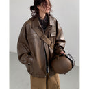 Spring And Autumn Leisure Japanese Loose Leather Jacket