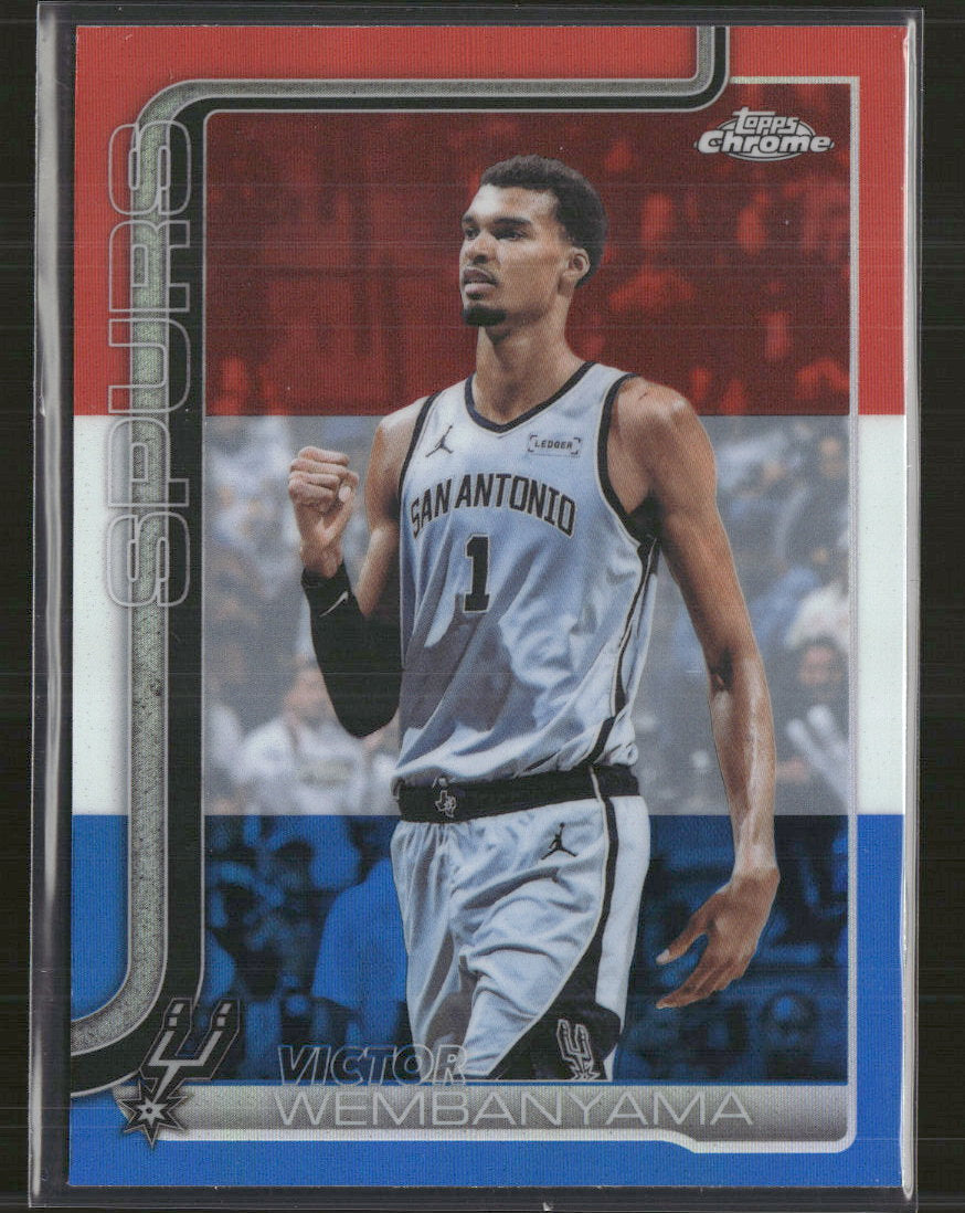 2025-26 Topps Chrome Update Red White and Blue Refractor Victor Wembanyama #22