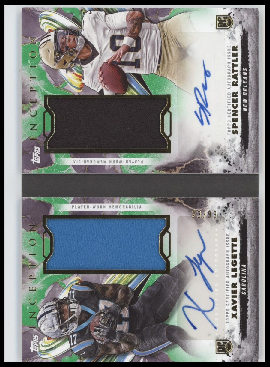 2024 Topps I Dual RC Relic Auto Book Green S Rattler / X Legette #/99 #DRRBC-LR