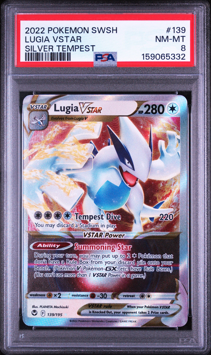 2022 Pokemon Sword & Shield Silver Tempest Silver Tempest Lugia Vstar 8 PSA #139