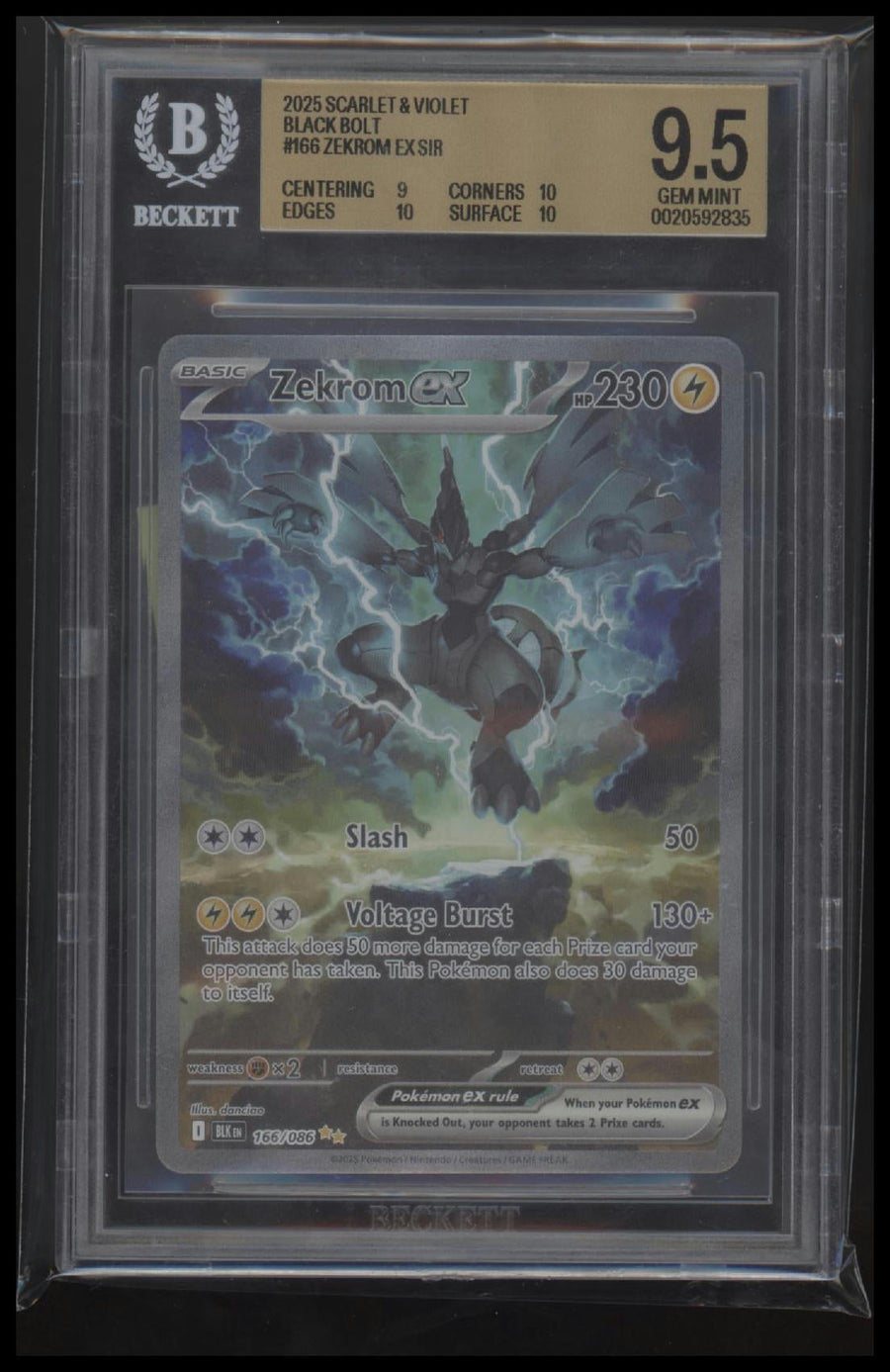 2025 Pokemon TCG Scarlet & Violet Black Bolt Zekrom ex SIR 9.5 BGS #166