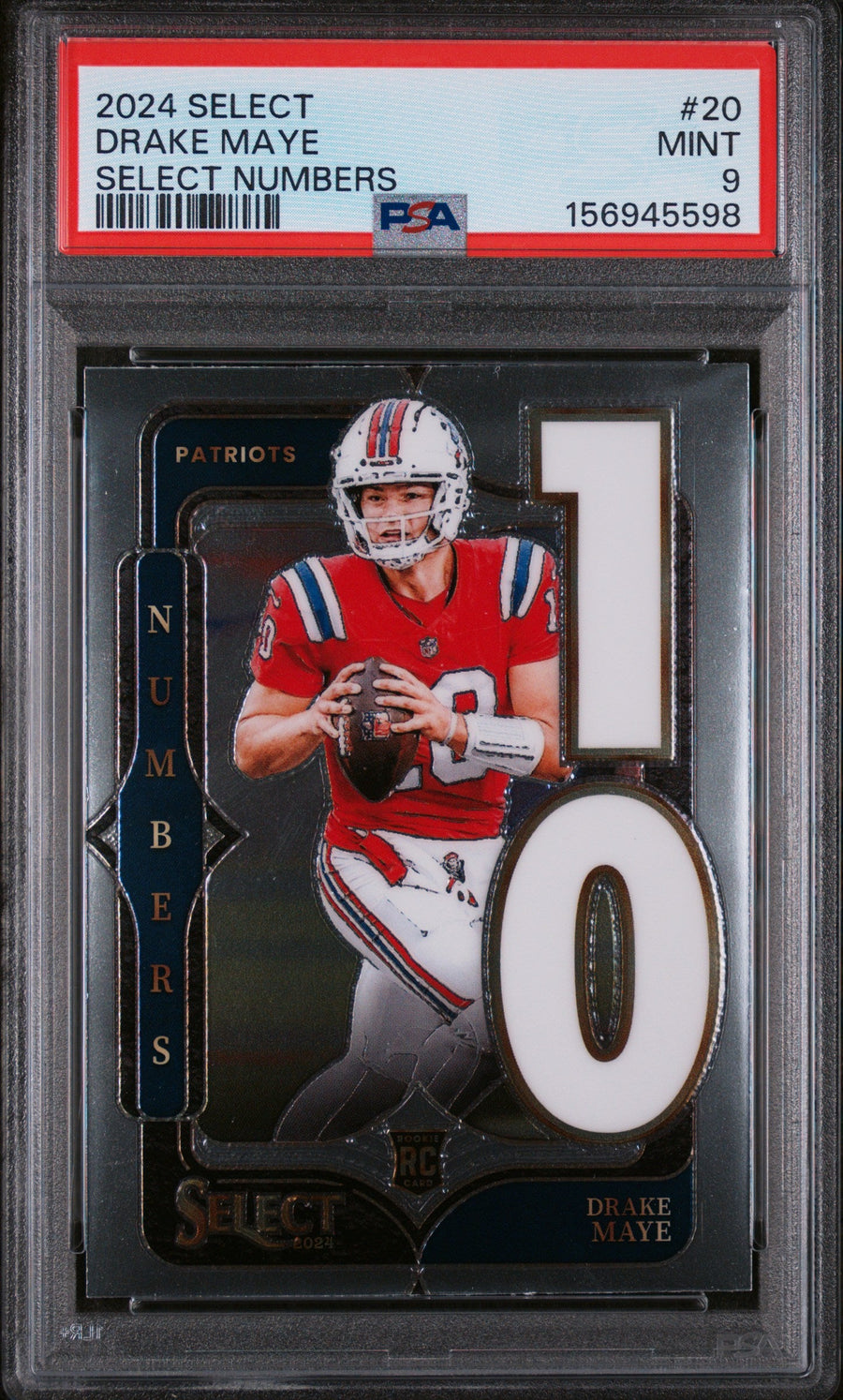 2024 Panini Select Select Numbers Drake Maye 9 PSA #20