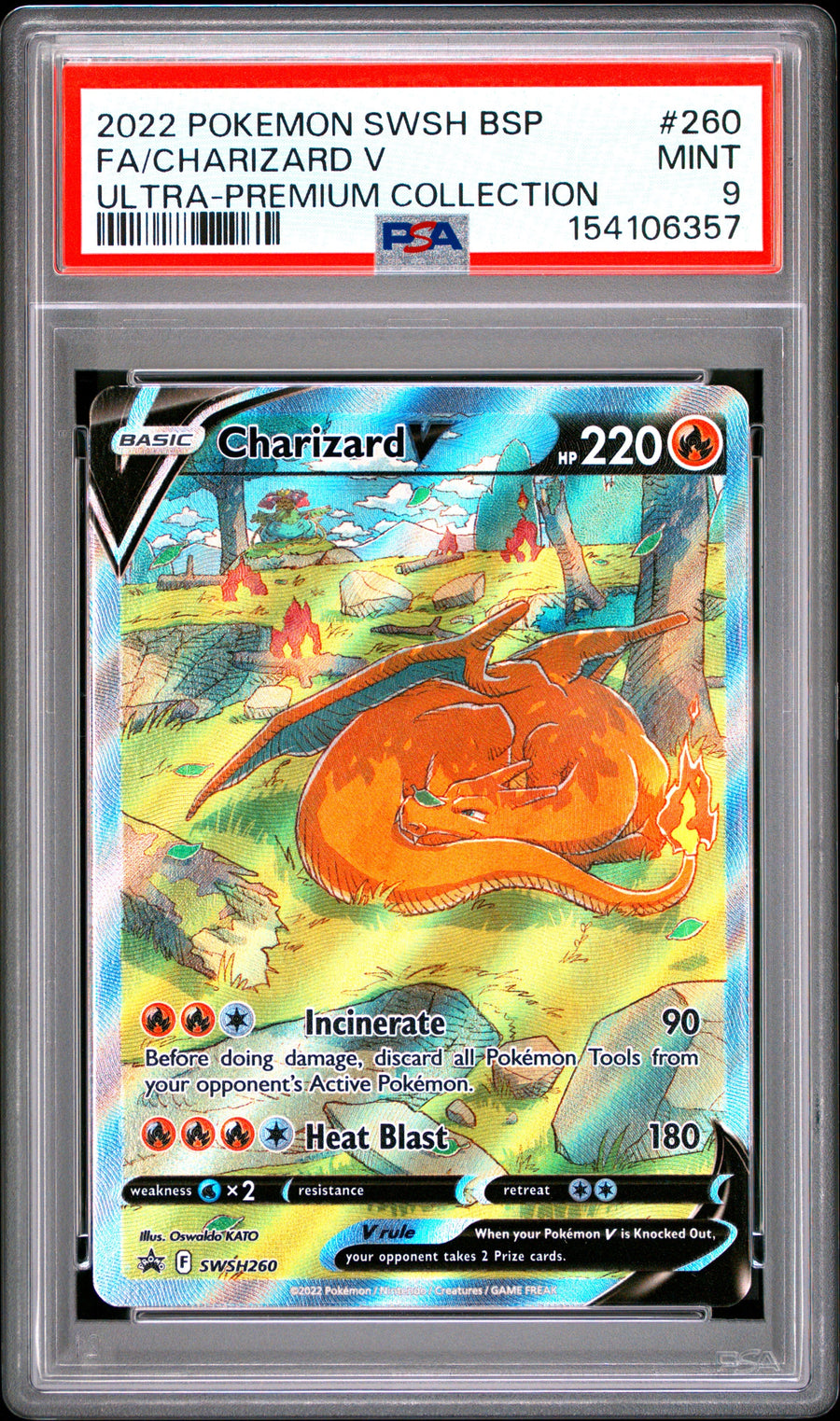 2022 Pokemon Swsh Black Star Promo UPC Fa/Charizard V 9 PSA #260