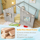 Twin Size House Bed with LED Lights Montessori Slat-free Floor Bed
