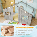 Twin Size House Bed with LED Lights Montessori Slat-free Floor Bed