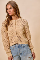 SO ME Open Knitted Button Down Cardigan Sweater Top