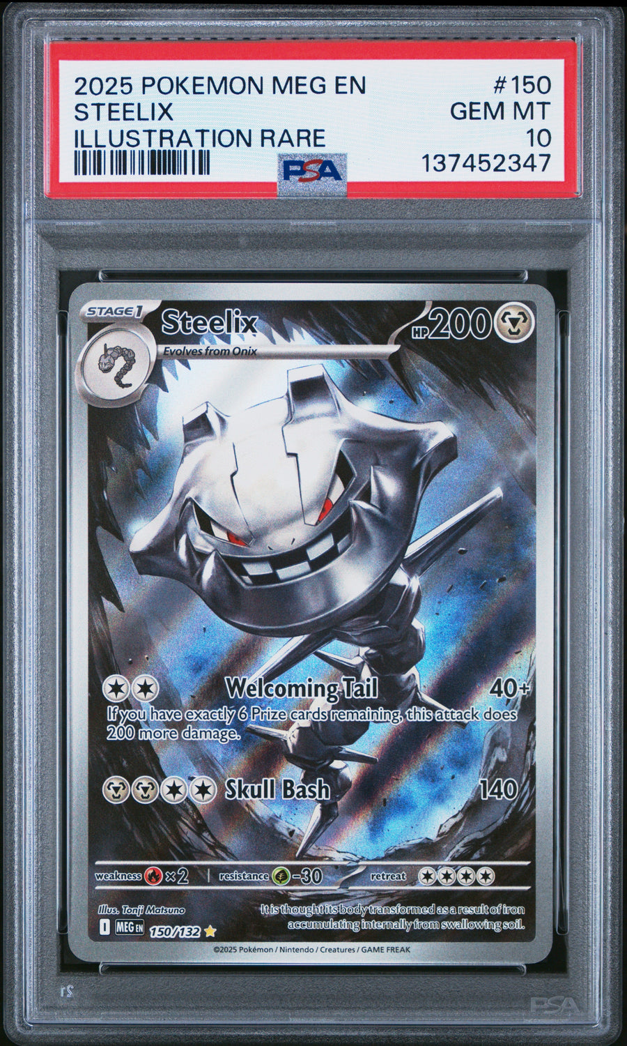 2025 Pokemon Meg En-Mega Evolution Illustration Rare Steelix 10 PSA #150