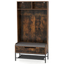 69 Inches Tall Hall Tree 4-in-1 Coat Rack with Seat Cushion and Shoe Storage