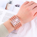 Women's Square Rhinestone Steel Band Watch