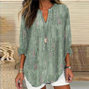 Independence Day Floral Long Sleeve V-Neck T-shirt
