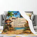 Personalized Pirate Blanket with Name & Message | Treasure Island Adventure | Custom Boys Gift