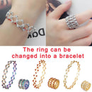 2 In 1 New Creative Magic Stretchable Ring Bracelet For Women Charm Shiny Crystal Retractable Bracelets Rings Jewelry Gift