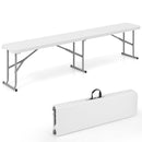 6 Feet Plastic Folding Bench Picnic Camping Dining Seat with Carrying Handle-White