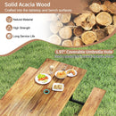 6-Person Acacia Wood Picnic Table with 2 Built-In Benches