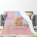 Personalized Kawaii Axolotl Blanket | Custom Name | Orange Axolotl Throw