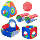 5Pcs Kids Ball Pit Tents Pop Up Playhouse w/ 2 Crawl Tunnel & 2 Tent For Boys Girls Toddlers Preschool Children Indoor Outdoor