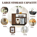 Multifunctional 3-Tier Side Table with Wheels and Large Storage Shelf