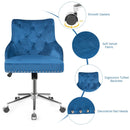 Tufted Upholstered Swivel Computer Desk Chair with Nailed Tri