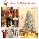 7.5 Ft Hinged Unlit Artificial Silver Tinsel Christmas Tree