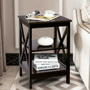 3-Tier Nightstand End Table with X Design Storage