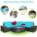 6 Piece Wicker Patio Sectional Sofa Set with Tempered Glass Coffee Table