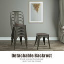 4 Pieces Tolix Style Metal Dining Side Chair Stackable Wood Seat