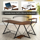 L-Shaped Desk Reversible Corner Computer Desk with Movable Shelf and CPU Stand