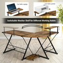 L-Shaped Desk Reversible Corner Computer Desk with Movable Shelf and CPU Stand