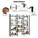 Vintage Triple Wide 5-Tier Bookcase Large Bookshelf Display Storage Shelf