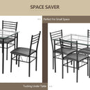 5 Pieces Dining Set with Tempered Glass Top Table and 4 Upholstered Chairs