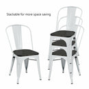 4 Pieces Tolix Style Metal Dining Side Chair Stackable Wood Seat