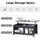 Lift Top Coffee Table with Hidden Storage Compartment and Lower Shelf for Study Room