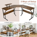 88.5 Inch L Shaped Reversible Computer Desk Table with Monitor Stand