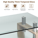 Rectangle Glass Coffee Table with Metal Legs for Living Room